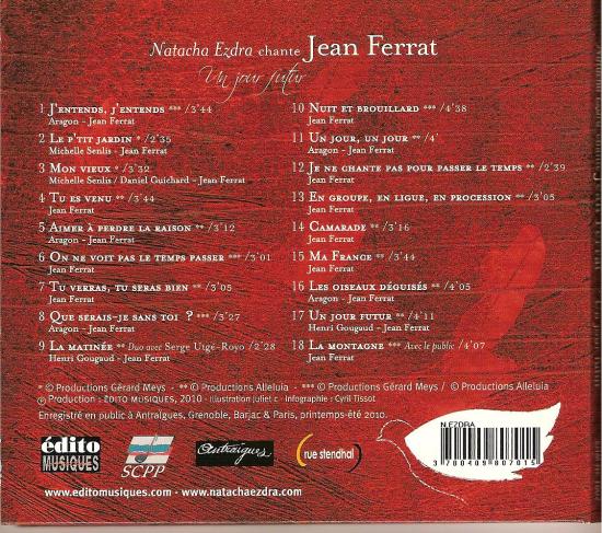 CD Octobre 2010 enregistré en public - verso pochette CD