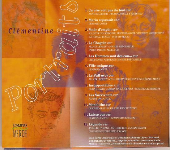 verso de ce très beau CD de Clémentine, voir mon Myspace